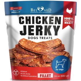 Chicken Jerky Dog Treats 1.5 Lb Human Grade Pet Snacks Grain Free Organic Meat All Natural High Protein Dried Strips Best Chews for Training Smal (Brand: Beloved Pets)