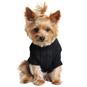 Combed Cotton Cable Knit Dog Sweater (Color: Jet Black, size: X-Small)