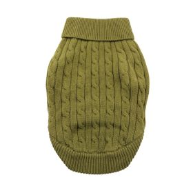 Combed Cotton Cable Knit Dog Sweater (Color: Herb Green, size: X-Large)