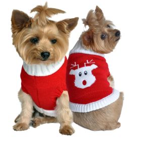 Combed Cotton Red Rudolph Holiday Dog Sweater (size: 2X-Large)
