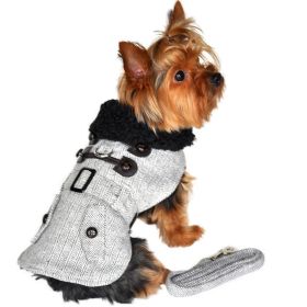 Grey Herringbone Designer Harness Coat and Matching Leash (size: 2X-Large)