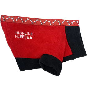 Highline Fleece Dog Coat (Color: Red and Black with Rolling Bones, size: Size 14)