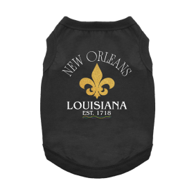 New Orleans LA Dog Shirt (Color: Jet Black, size: X-Large)