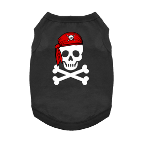 Pirate Skull with Red Bandana Dog Shirt (Color: Jet Black, size: 2X-Large)