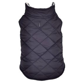 Reversible Fleece Lined Puffer Dog Coat (Color: Black and White Plaid, size: 3X-Large)
