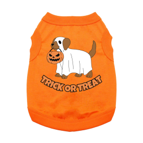 Trick or Treat Pup Dog Shirt (Color: Sunset Orange, size: 3X-Large)