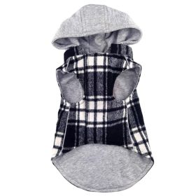 Weekender Dog Sweatshirt Hoodie (Color: Black & White Plaid Flannel, size: X-Large)
