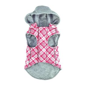 Weekender Dog Sweatshirt Hoodie (Color: Pink & White Plaid, size: X-Large)