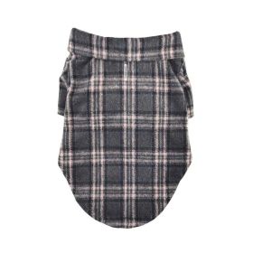 Flannel Dog Shirt (Color: Dark Gray and Pink Plaid, size: medium)