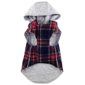 Weekender Dog Sweatshirt Hoodie (Color: Red & Black Plaid Flannel, size: large)