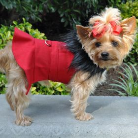 Wool Fur-Trimmed Dog Harness Coat (Color: Red, size: X-Large)